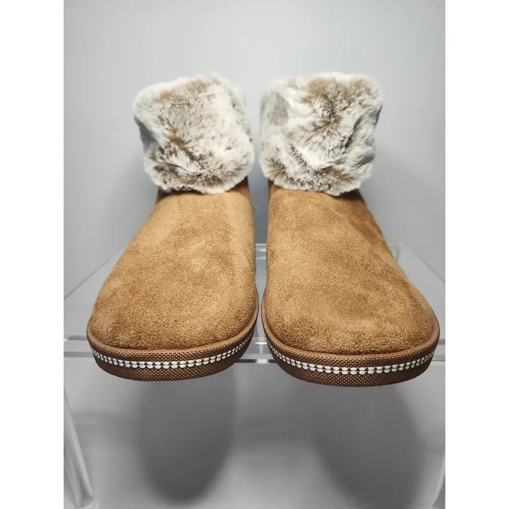 Skechers Women's Keepsakes Ankle Boots Booties Chestnut Brown Sz 8 Faux Fur